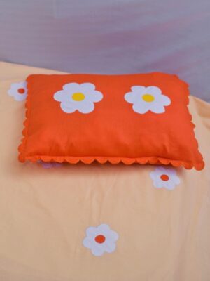 orange applique flower bedsheet 1