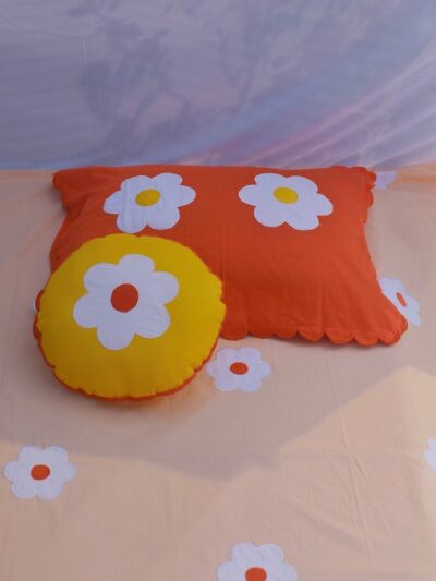 Orange Applique Flower Bedsheet