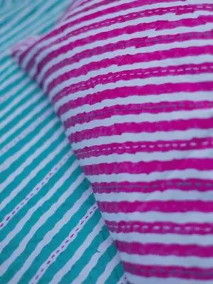 diagonal stripe kantha bedsheet 1