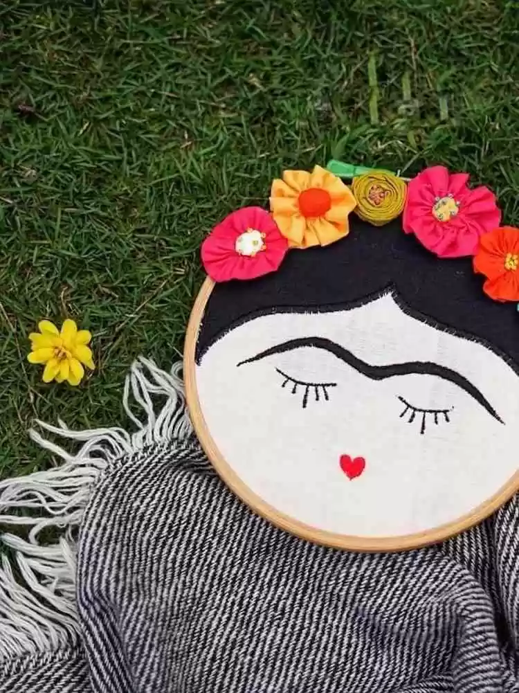 Frida Face Embroidered Wall Hanger - Image 2