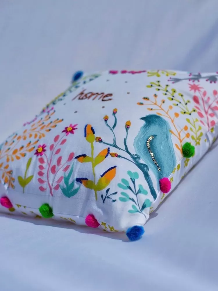 Hand Painted Garden Cushion Cover - Image 2