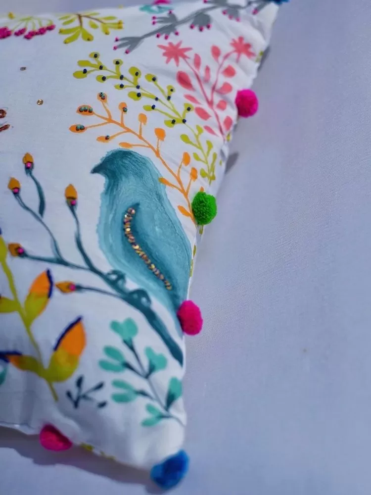 Hand Painted Garden Cushion Cover - Image 3