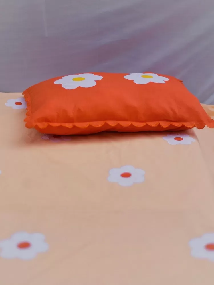 Orange Applique Flower Bedsheet - Image 3