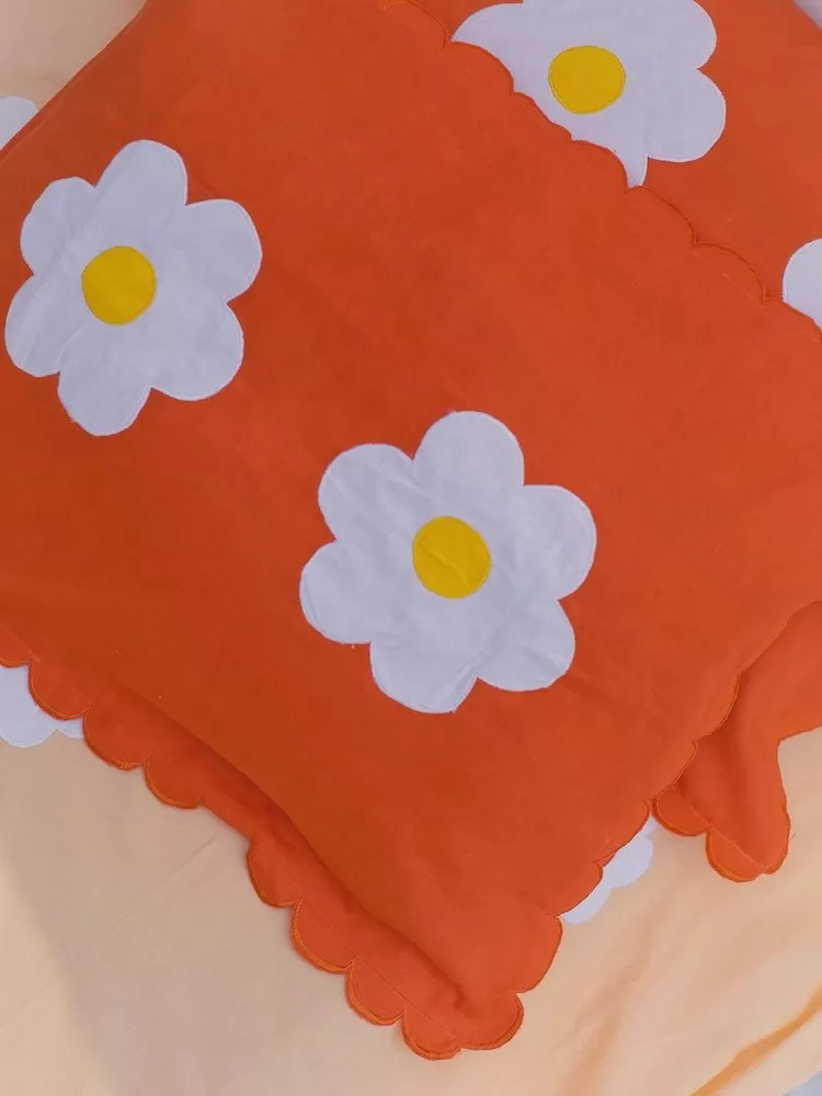 Orange Applique Flower Bedsheet - Image 5