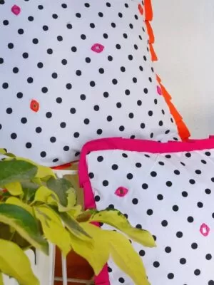 polka frill cushion 1