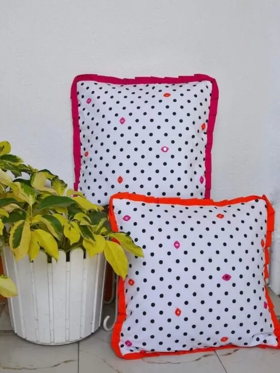 Polka Frill Cushion Cover