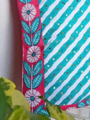 striped block printed cushion 1