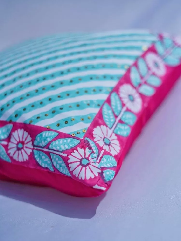 Striped Block Printed Cushion Cover - Image 3