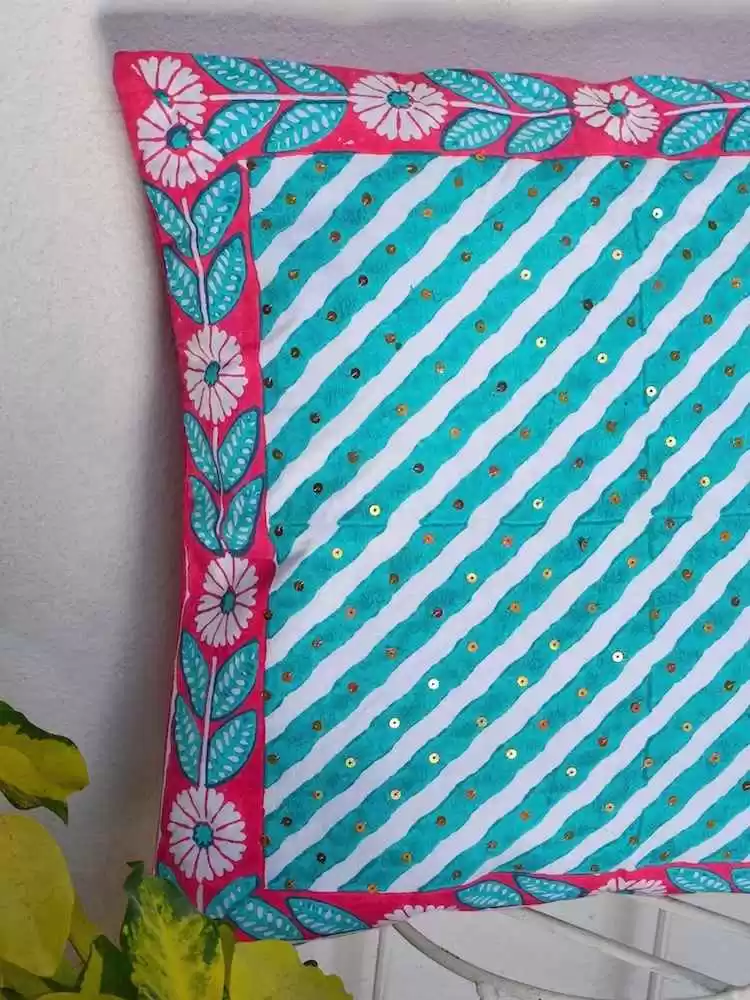 Striped Block Printed Cushion Cover - Image 5